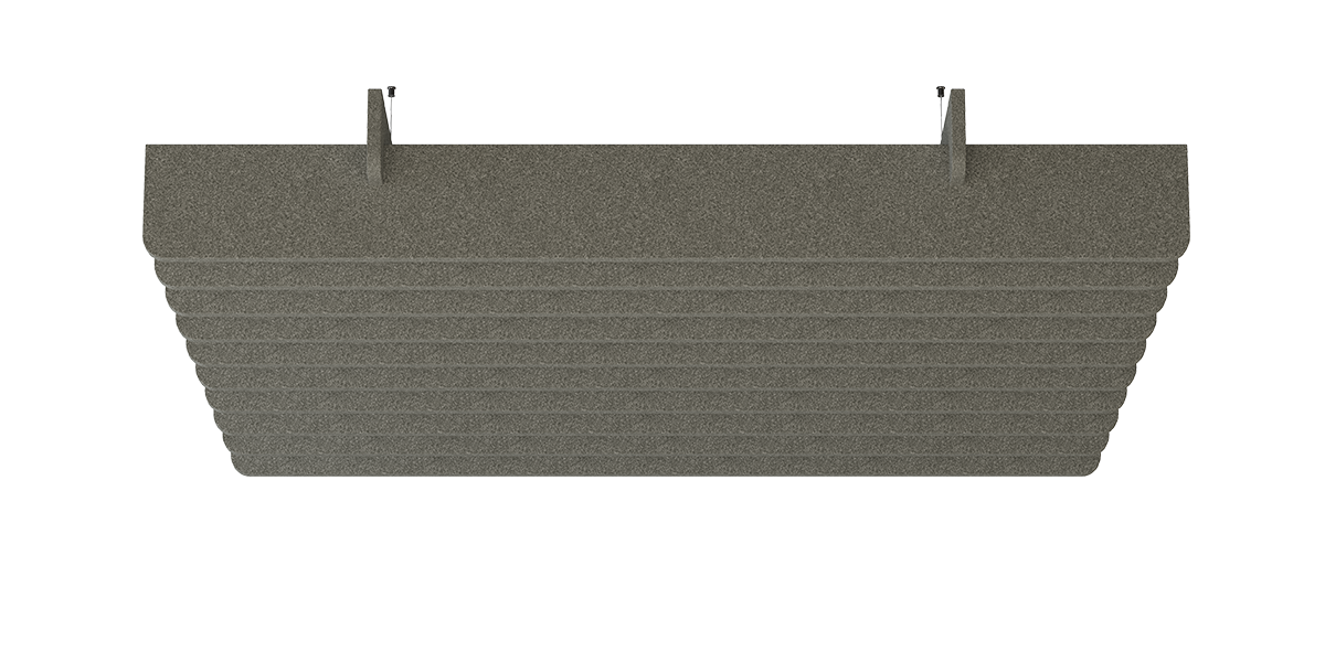 Deckenbaffel Sraight Modular – Deckenbaffel – Schallabsorber in Grau mit strukturierten Lamellen, zur Wandmontage geeignet, zur Geräuschreduktion im Büro.