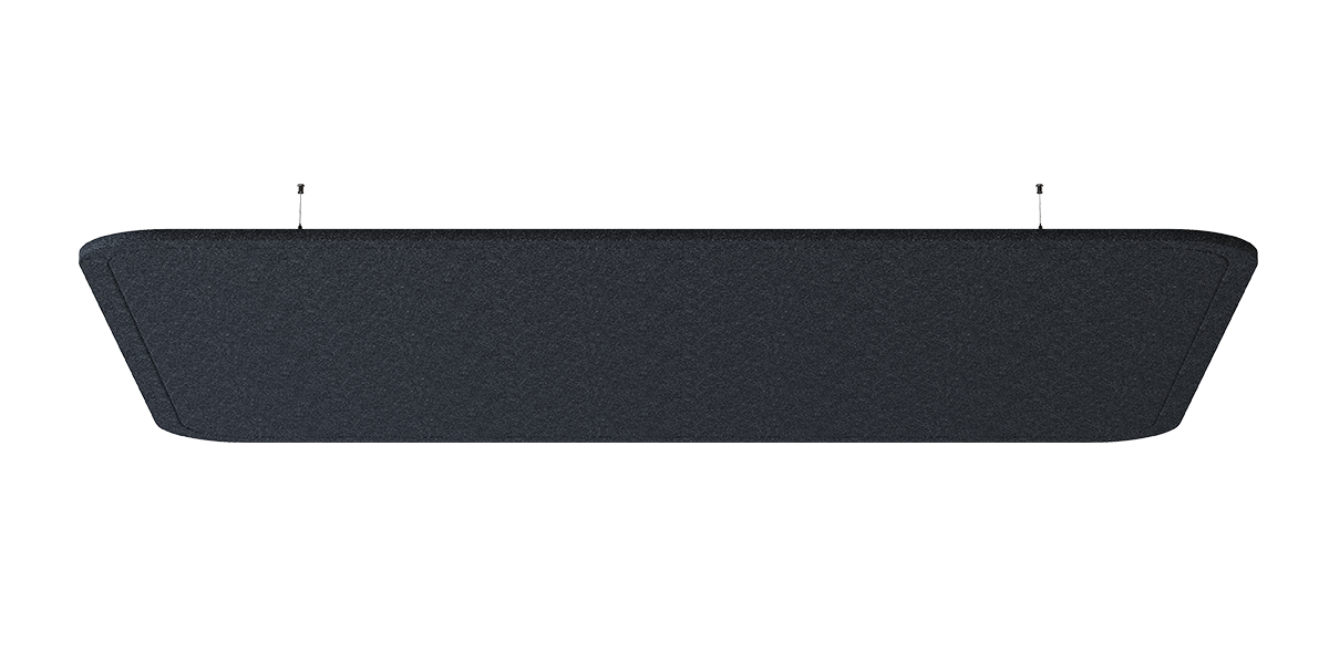 Deckenpanel Rectangle – Deckenabsorber – Dunkelgraue Akustikplatte mit abgerundeten Ecken, zur Schalldämpfung in Büroräumen geeignet.