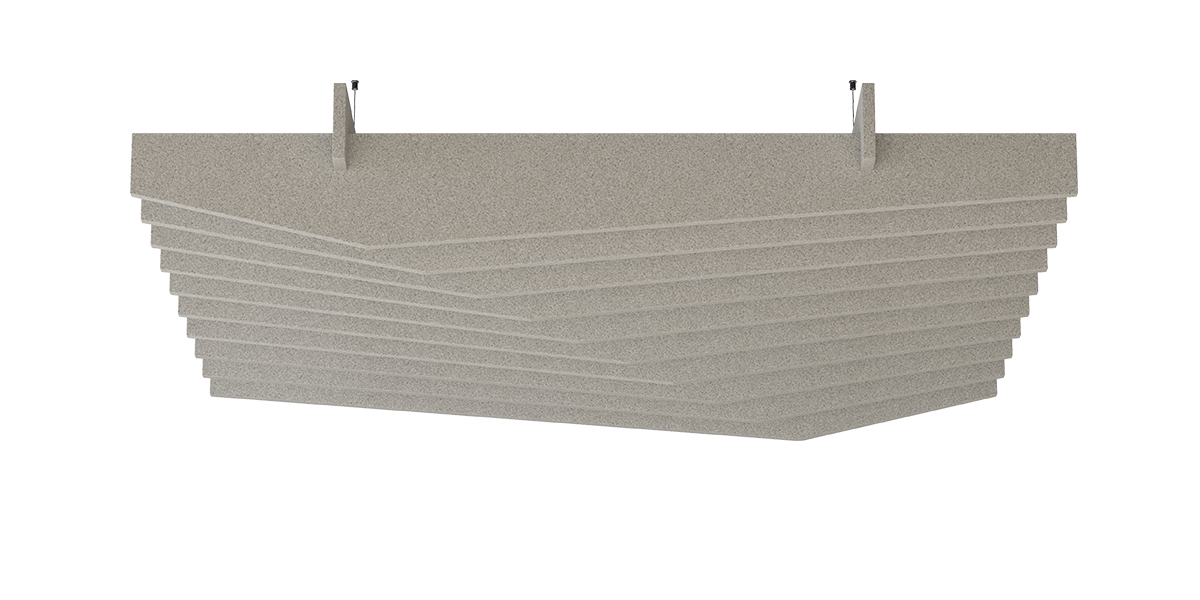 Deckenbaffel Edge Modular – Deckenbaffel – Akustikpaneel in Grauton mit gewellter Oberfläche, zur Deckenmontage geeignet, sorgt für Schallabsorption.