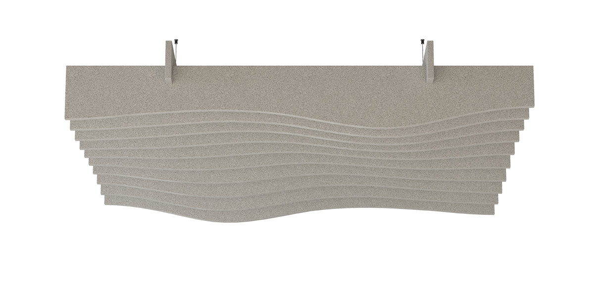 Deckenbaffel Wave Modular – Deckenbaffel – Akustikwandpaneel in hellgrauer Farbe mit wellenförmiger Struktur, zur Schalldämpfung und Raumgestaltung geeignet.