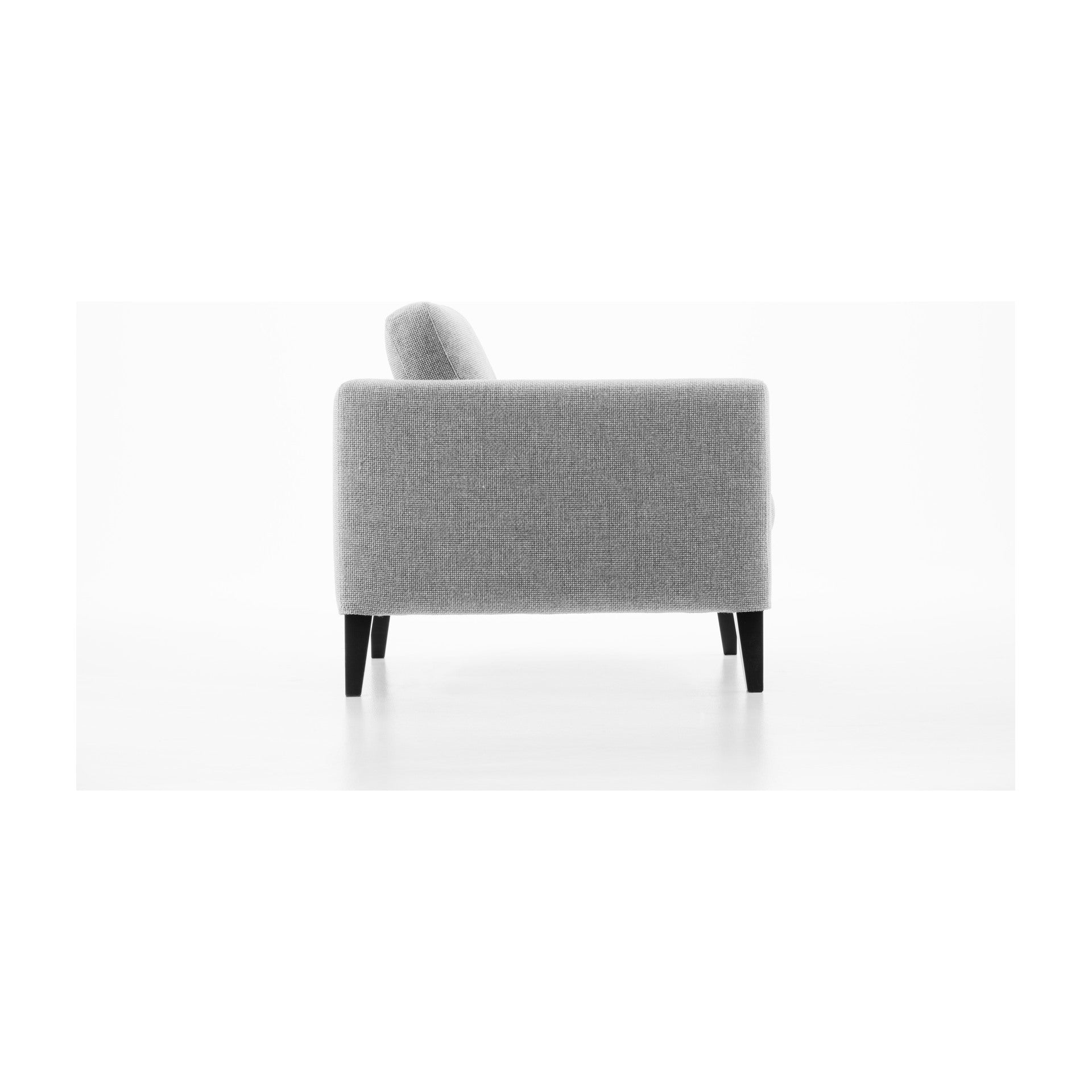 Elegance Loungesessel von Prostoria, freigestellt vor weissem Hintergrund, Ansicht von schräg hinten.