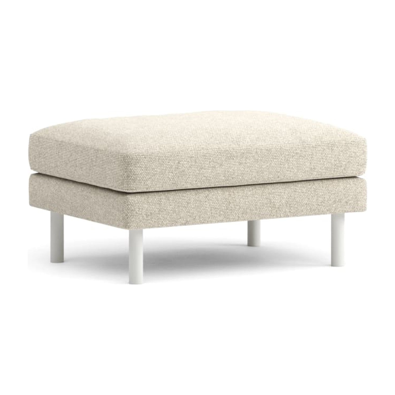 Elegance Hocker von Prostoria, freigestellt vor weissem Hintergrund, Schrägansicht von vorne.