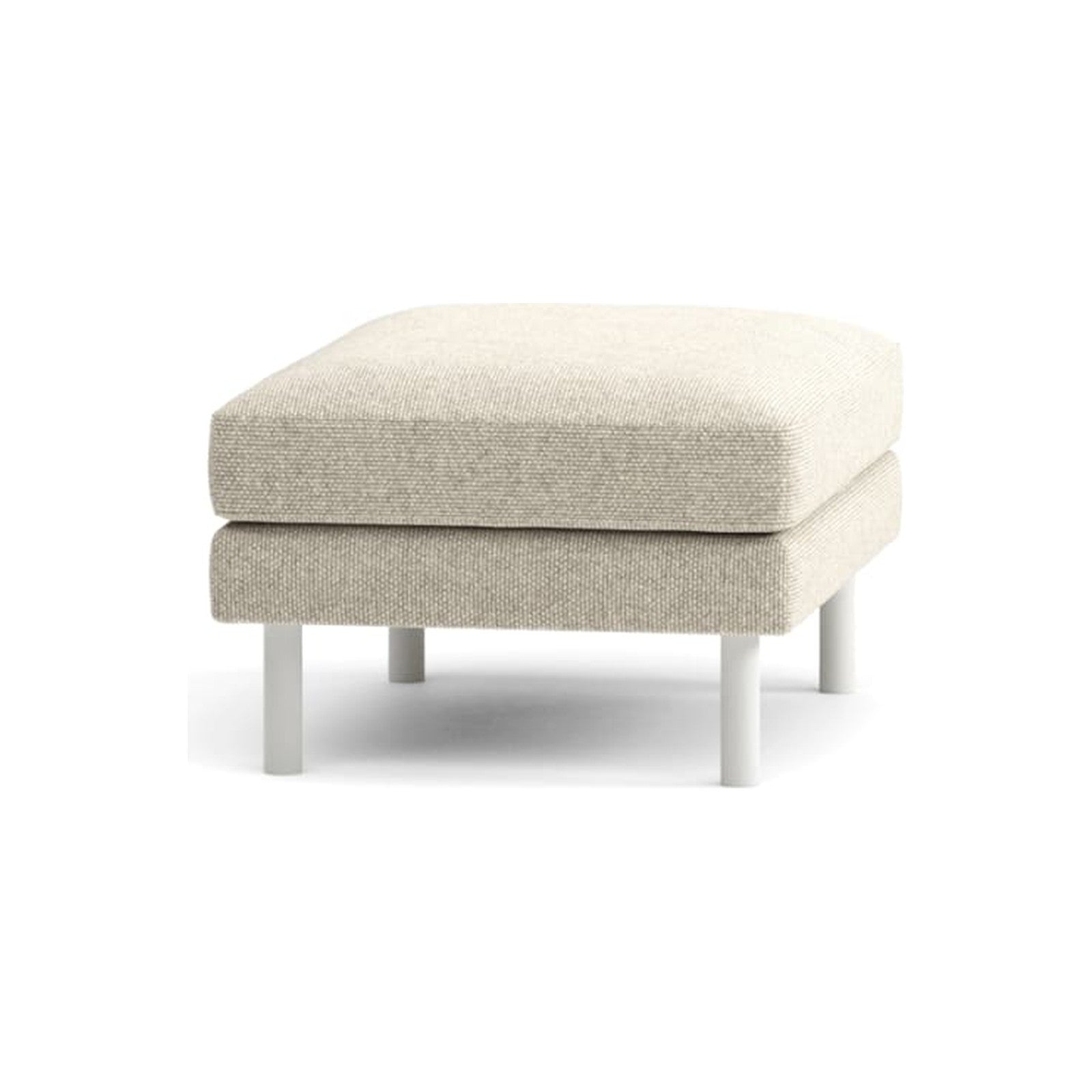Elegance Hocker von Prostoria, freigestellt vor weissem Hintergrund, Seitenansicht.