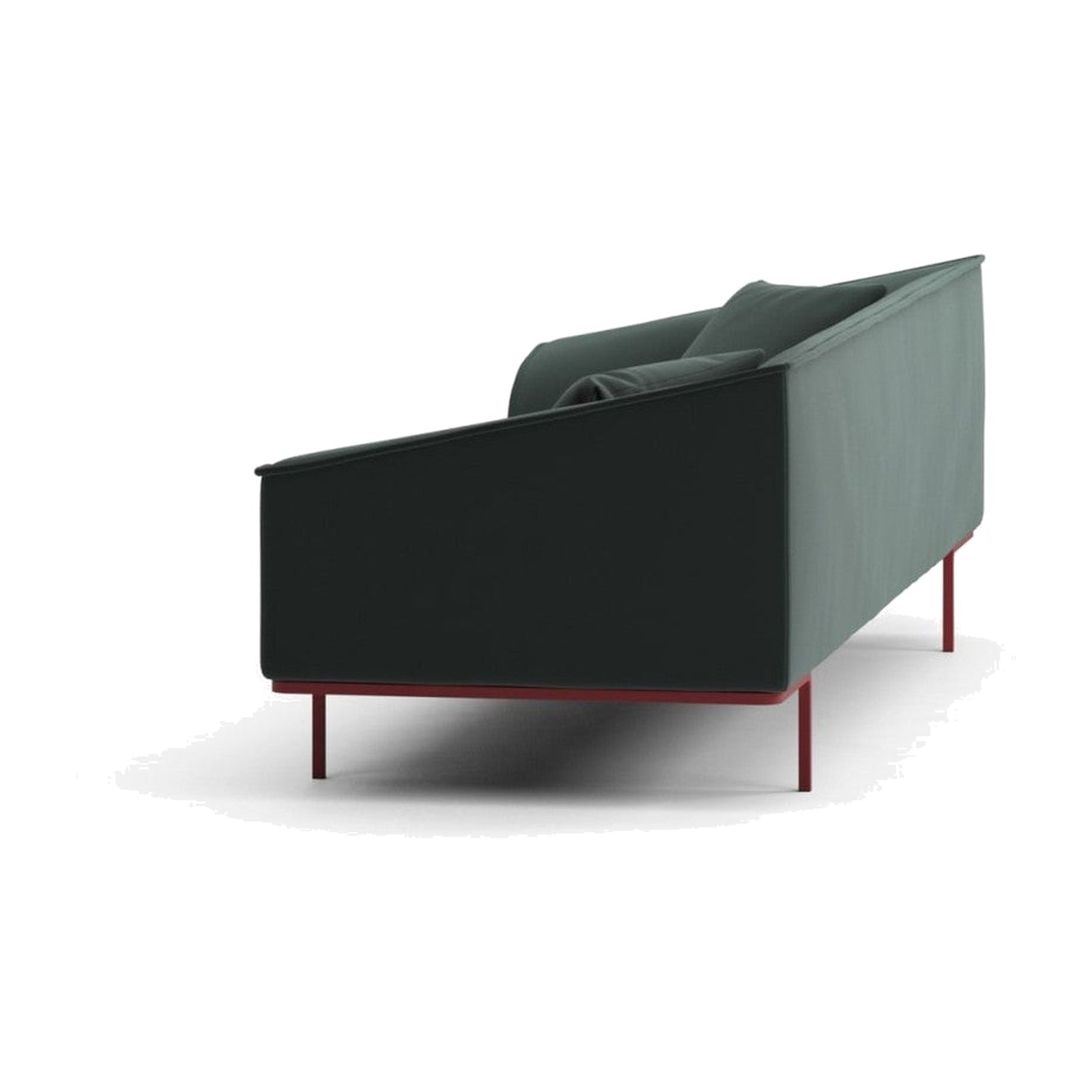 Seam Sofa | 3-Sitzer von Prostoria, freigestellt vor weissem Hintergrund, Ansicht von schräg hinten.