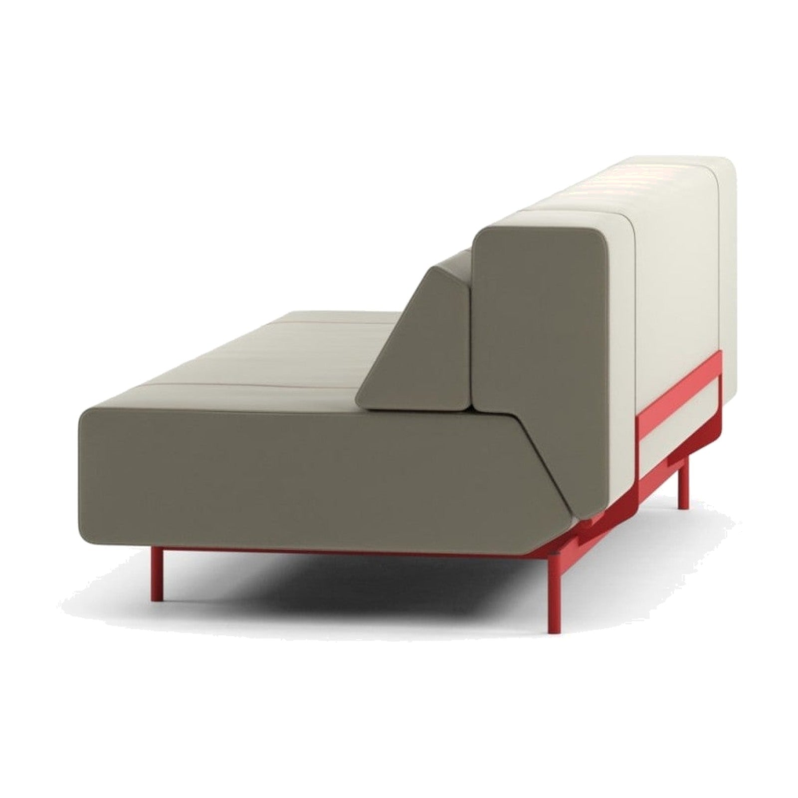 Pil-low Schlafsofa von Prostoria, freigestellt vor weissem Hintergrund, Ansicht von schräg hinten.