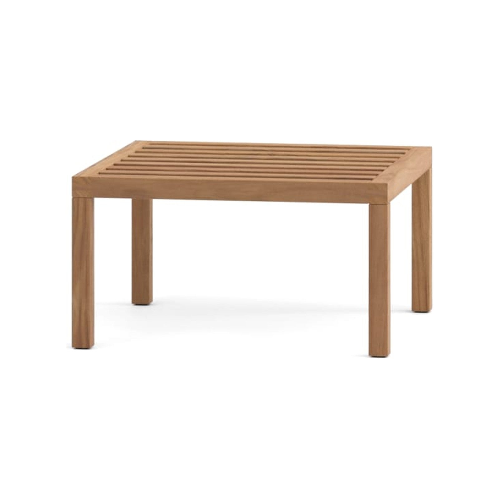 Umomoku Outdoor-Beistelltisch von Prostoria, freigestellt vor weissem Hintergrund, Ansicht von schräg hinten.