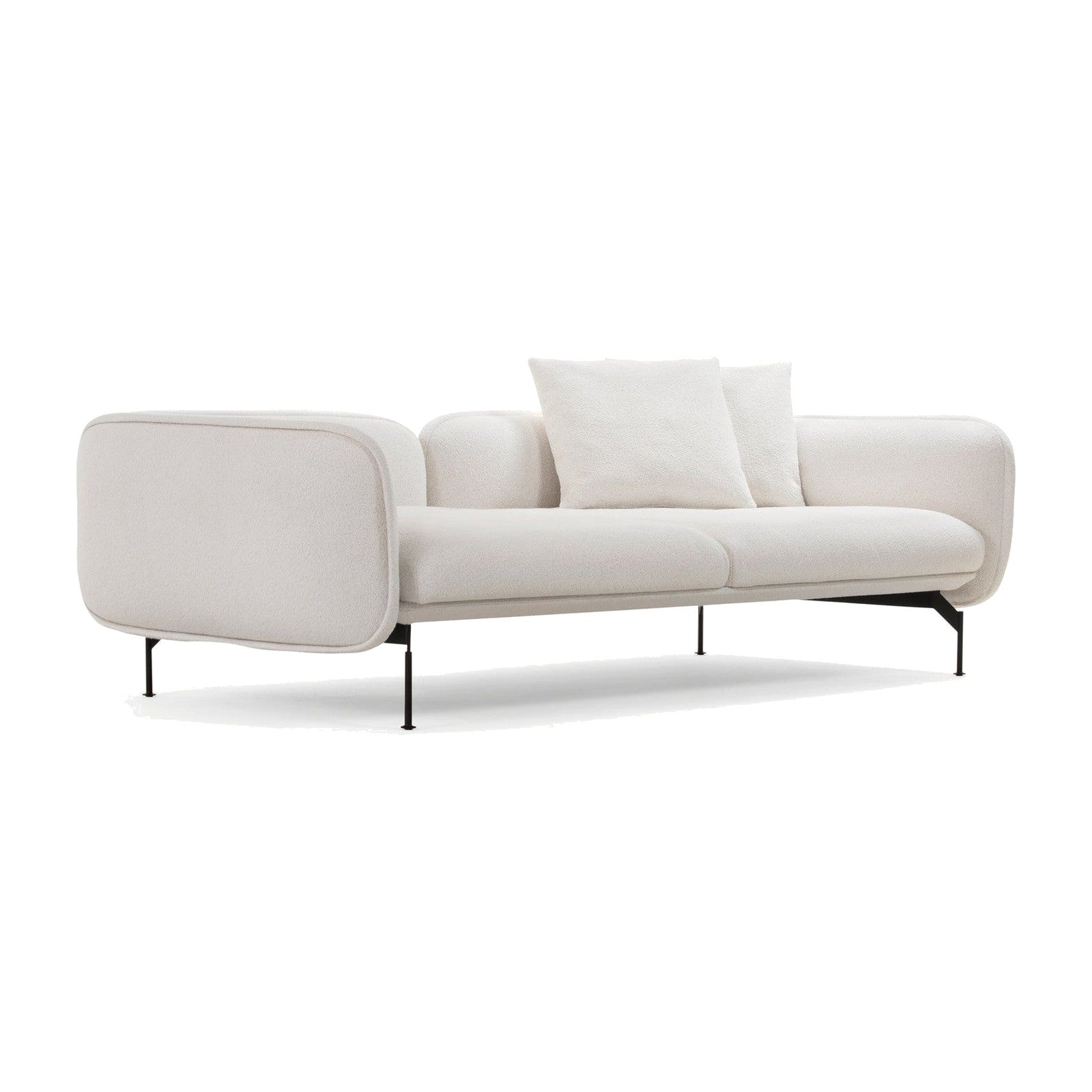 Echo Sofa | 2,5-Sitzer von Prostoria, freigestellt vor weissem Hintergrund, Seitenansicht.