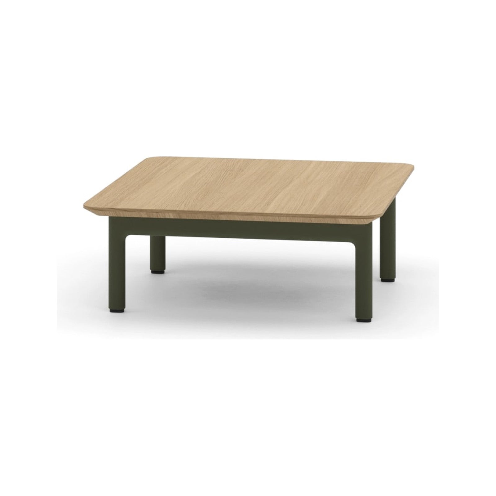 Rostrum Beistelltisch von Prostoria, freigestellt vor weissem Hintergrund, Ansicht von schräg hinten.
