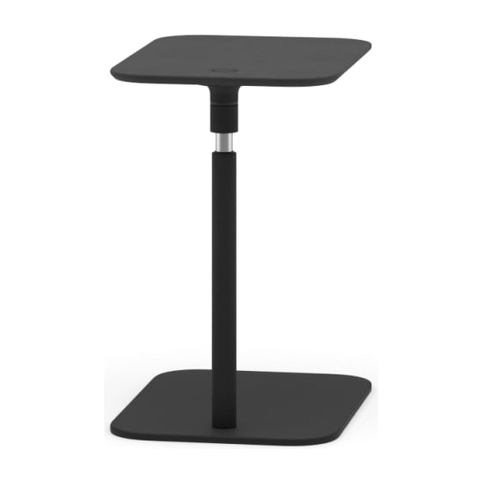 Rostrum Beistelltisch | höhenverstellbar von Prostoria, freigestellt vor weissem Hintergrund, Seitenansicht.