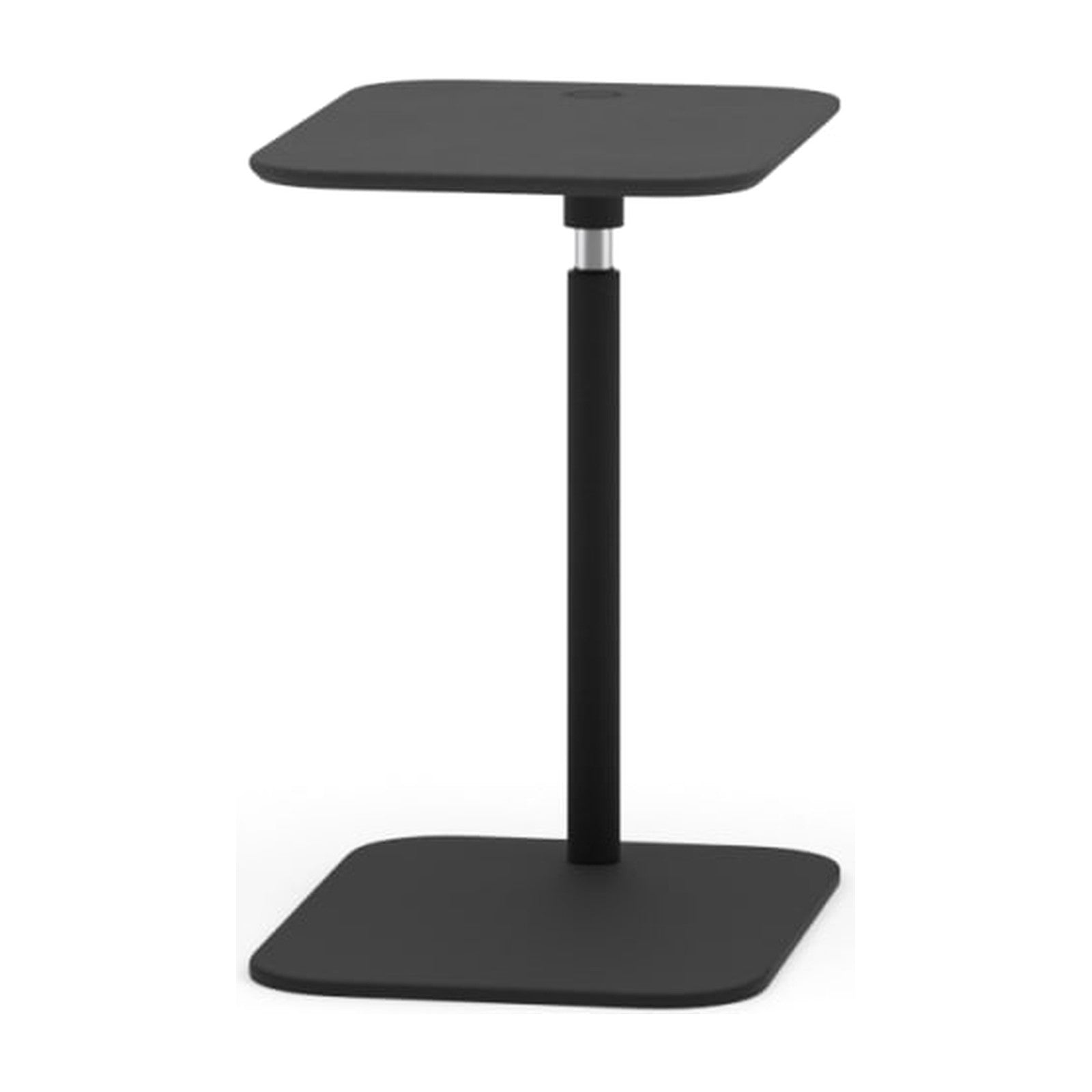 Rostrum Beistelltisch | höhenverstellbar von Prostoria, freigestellt vor weissem Hintergrund, Ansicht von schräg hinten.