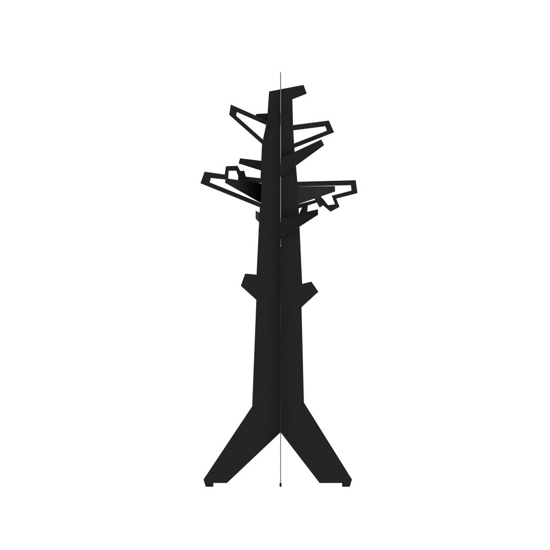 Forest for the Trees | Kleiderständer – Kleiderständer – Kleiderspender in Schwarz mit mehreren Ablageflächen für Jacken und Taschen, moderner und stabiler Standfuß.