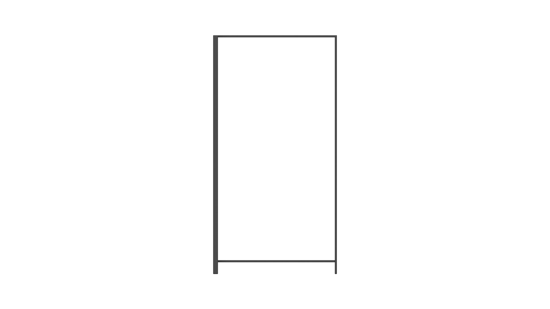 Frame DV | Kleiderständer – Kleiderständer – Schmaler, grauer Metallrahmen, vertikal ausgerichtet, ohne Rückwand, für die Montage an der Wand.