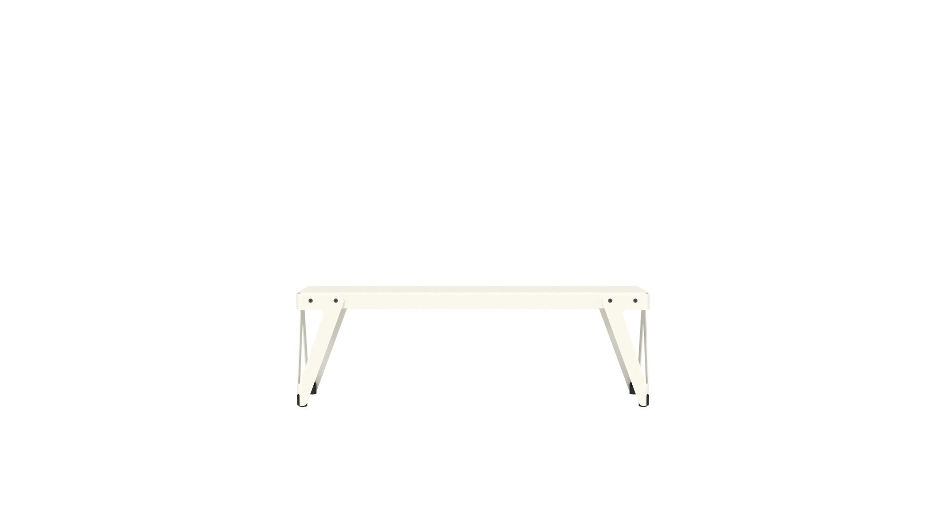 Lloyd Bench – Bank – Heller, schlichter Tisch mit schmalem, stabilen Gestell in Weiß, geeignet für Büroumgebungen.