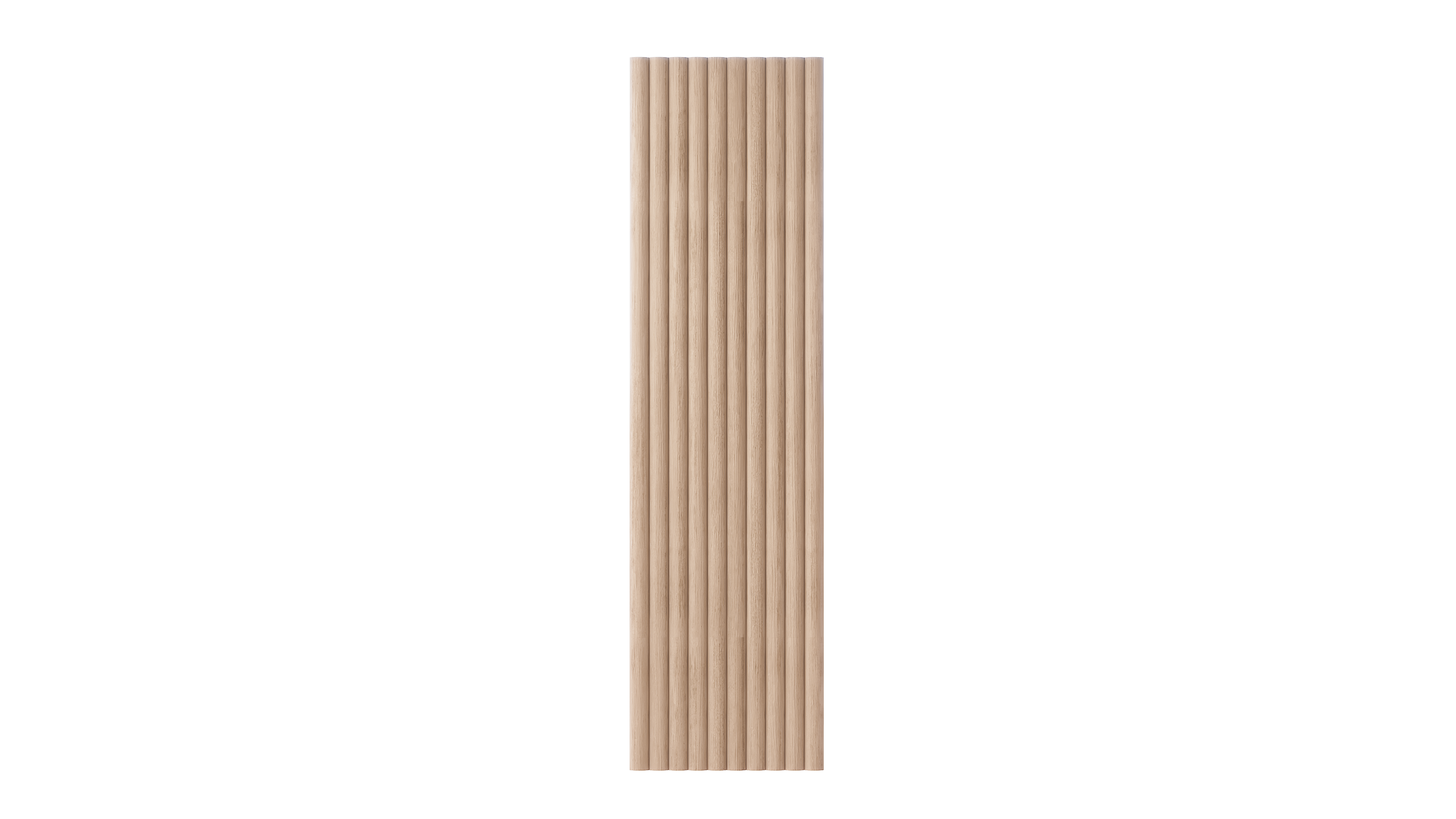 Wandverkleidung Plaiod – Akustische Wandverkleidung – Holzpaneel mit vertikalen Rillen, helles Holz, rechteckige Form, ohne Rahmen.