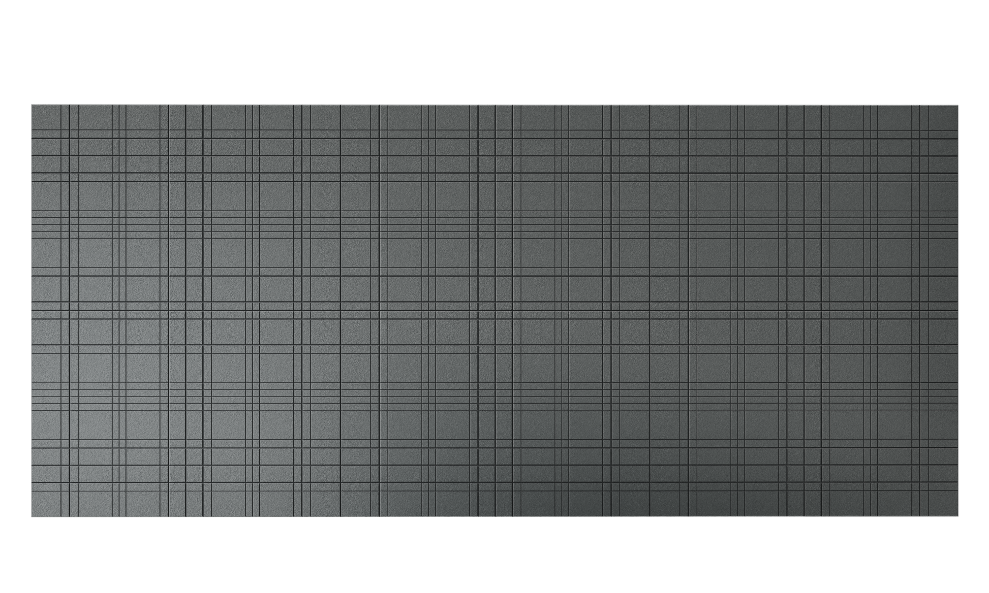 Wandverkleidung Plaid – Akustische Wandverkleidung – Graue Tischplatte mit feinem Karomuster, ohne Gestell, für Büromöbel geeignet.