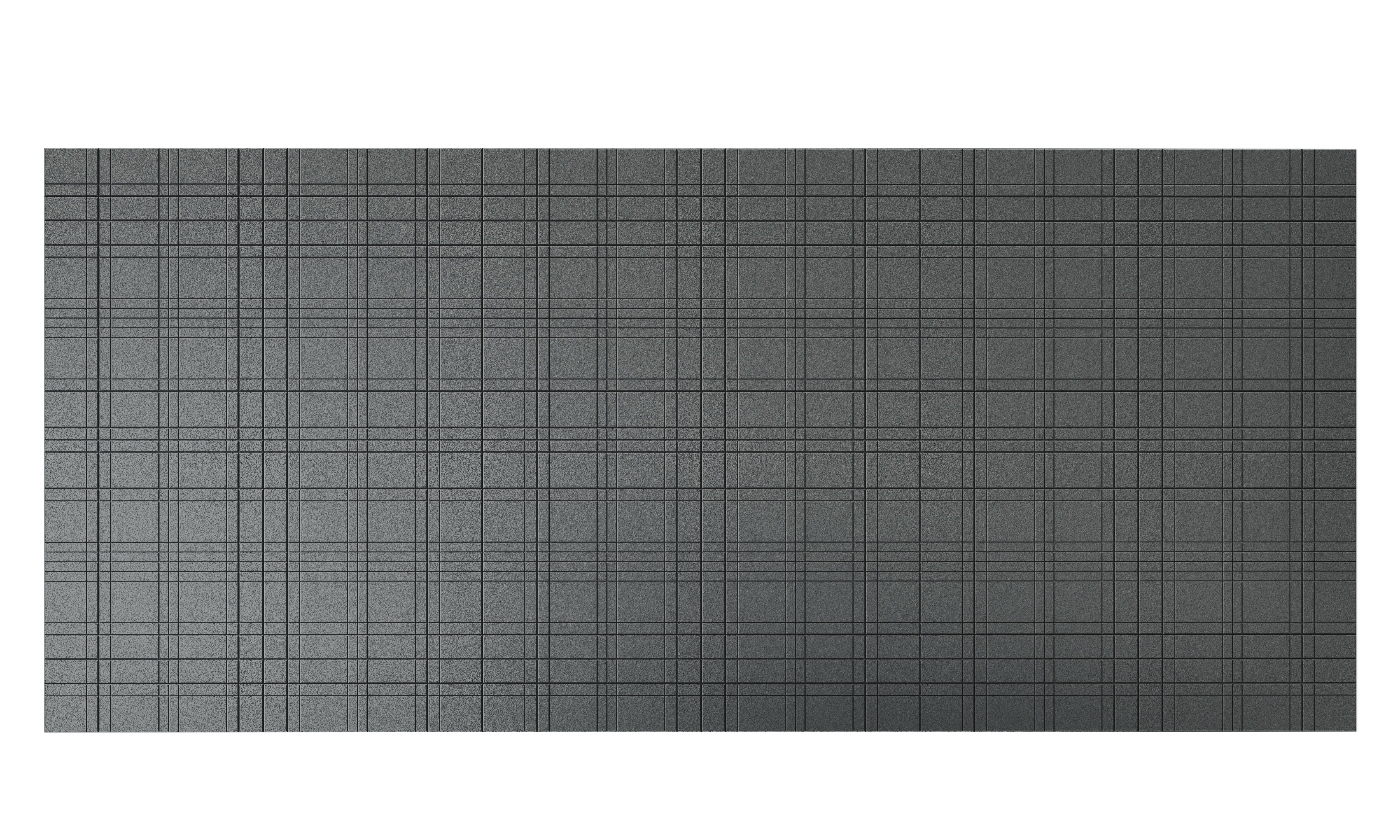 Wandverkleidung Plaid – Akustische Wandverkleidung – Graue Tischplatte mit feinem Karomuster, ohne Gestell, für Büromöbel geeignet.