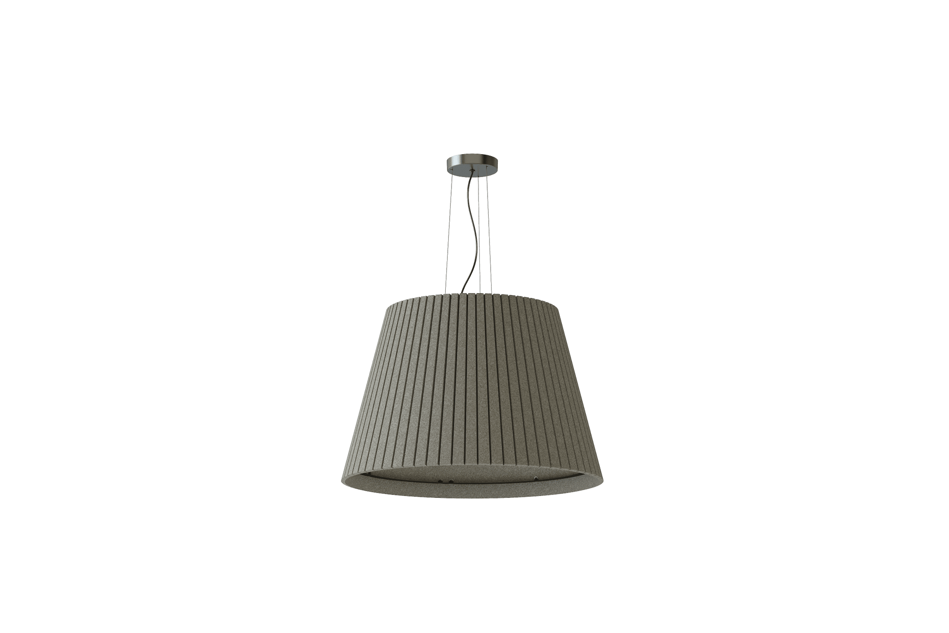 Akustische Pendelleuchte Spark – Akustische Beleuchtung – Graue Pendelleuchte mit geripptem Lampenschirm, hängend, ideal für moderne Büroumgebungen.