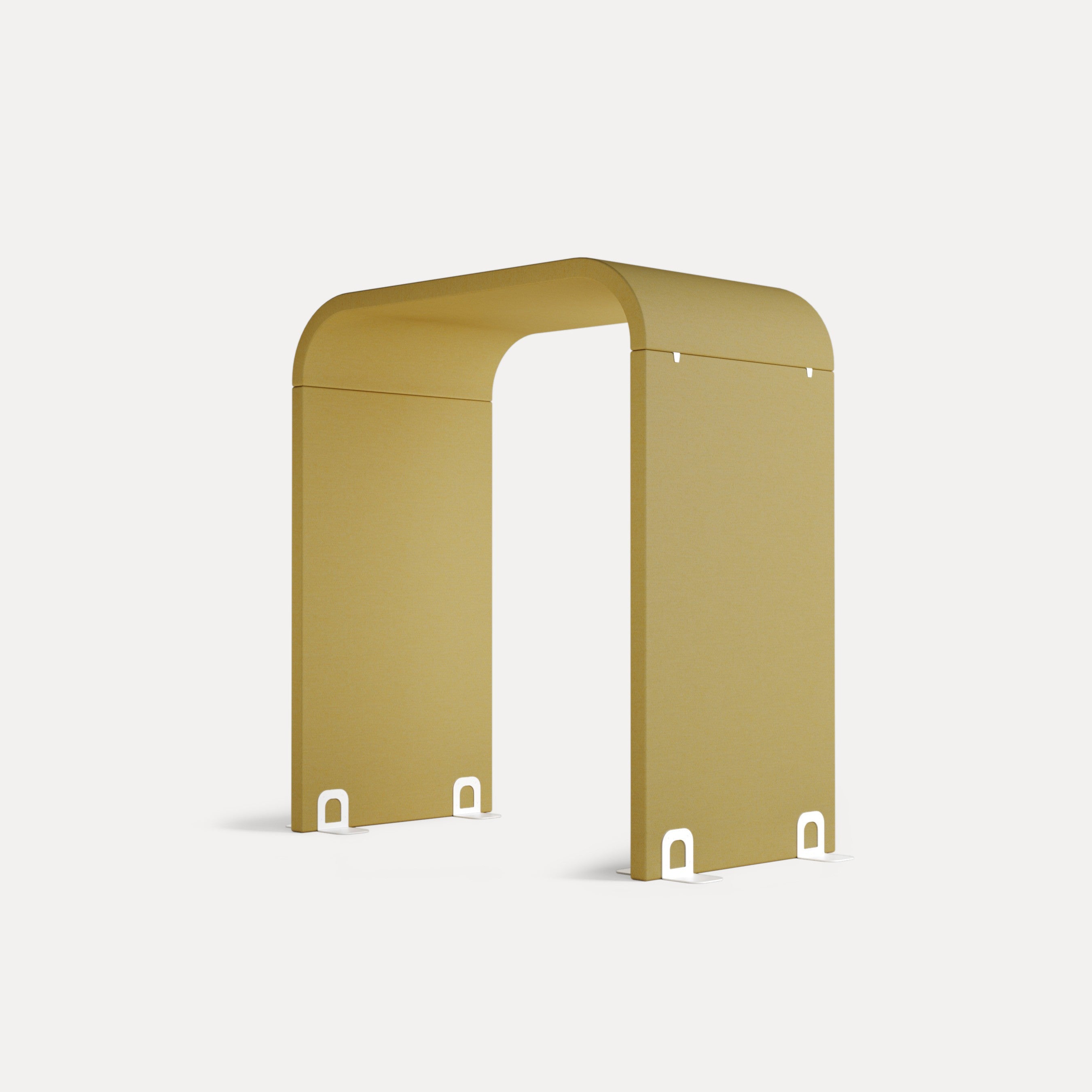 Arc Stellwand, Seitenansicht in gelb, ideal für den Arbeitsplatz.