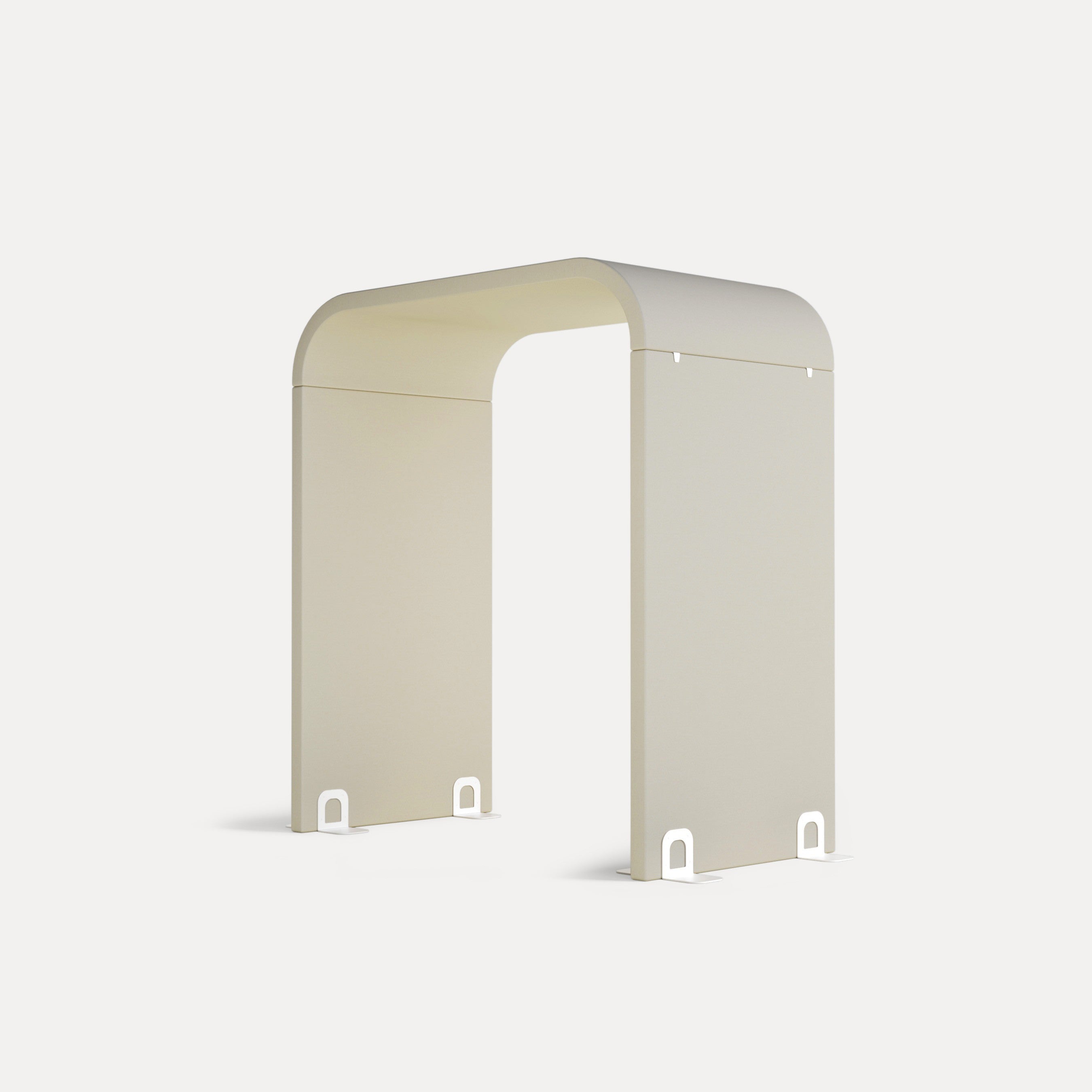 Arc Stellwand, Seitenansicht in hellem Beige, stilvoller Raumteiler.