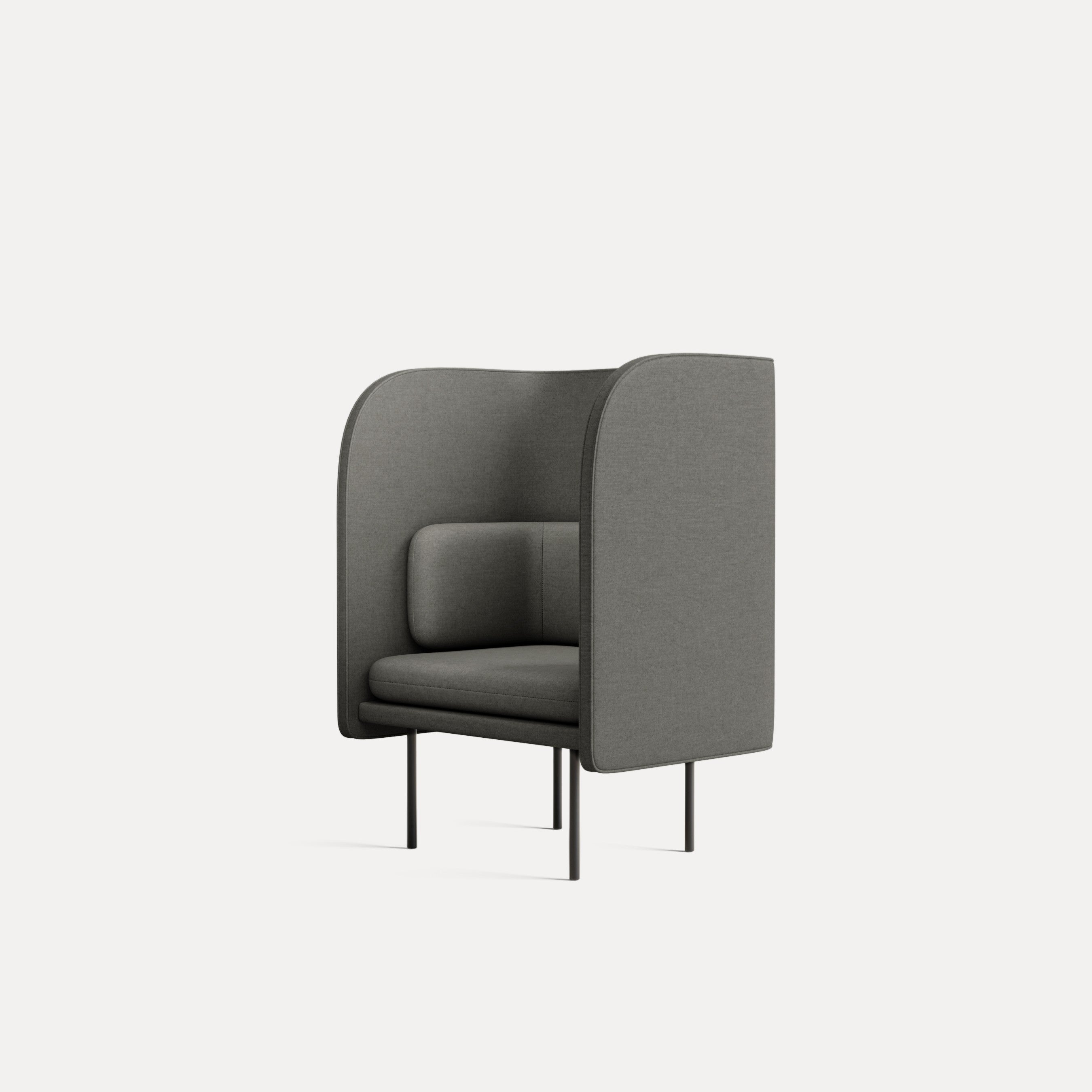 Tune Armchair – Lounge-Sessel – Grauer Lounge-Sessel mit hohen Seitenwänden und niedrigem Polster. Metallgestell, moderner und minimalistischer Stil.