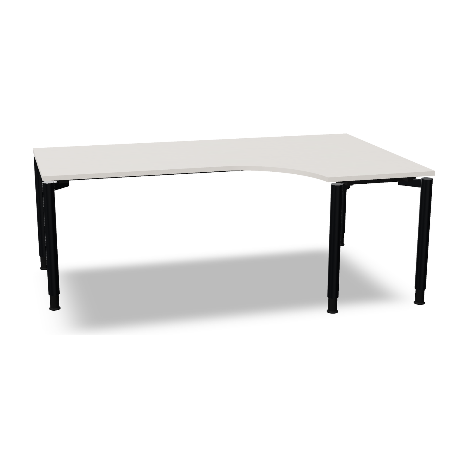 all in one Schreibtisch | Cockpitform in Diamant-Weiss mit Gestell Anthrazit Metallic – fm Büromöbel