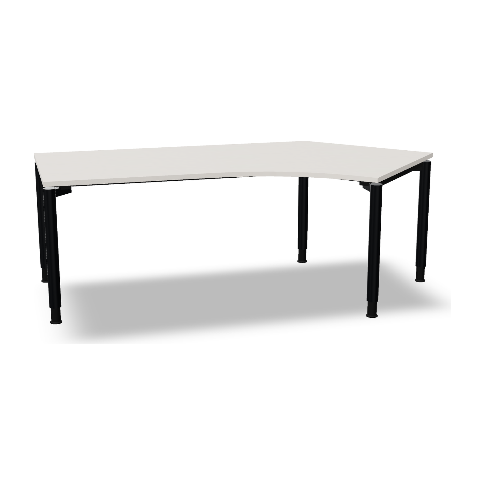 all in one Schreibtisch | Winkelform 135° in Diamant-Weiss mit Gestell Anthrazit Metallic – fm Büromöbel