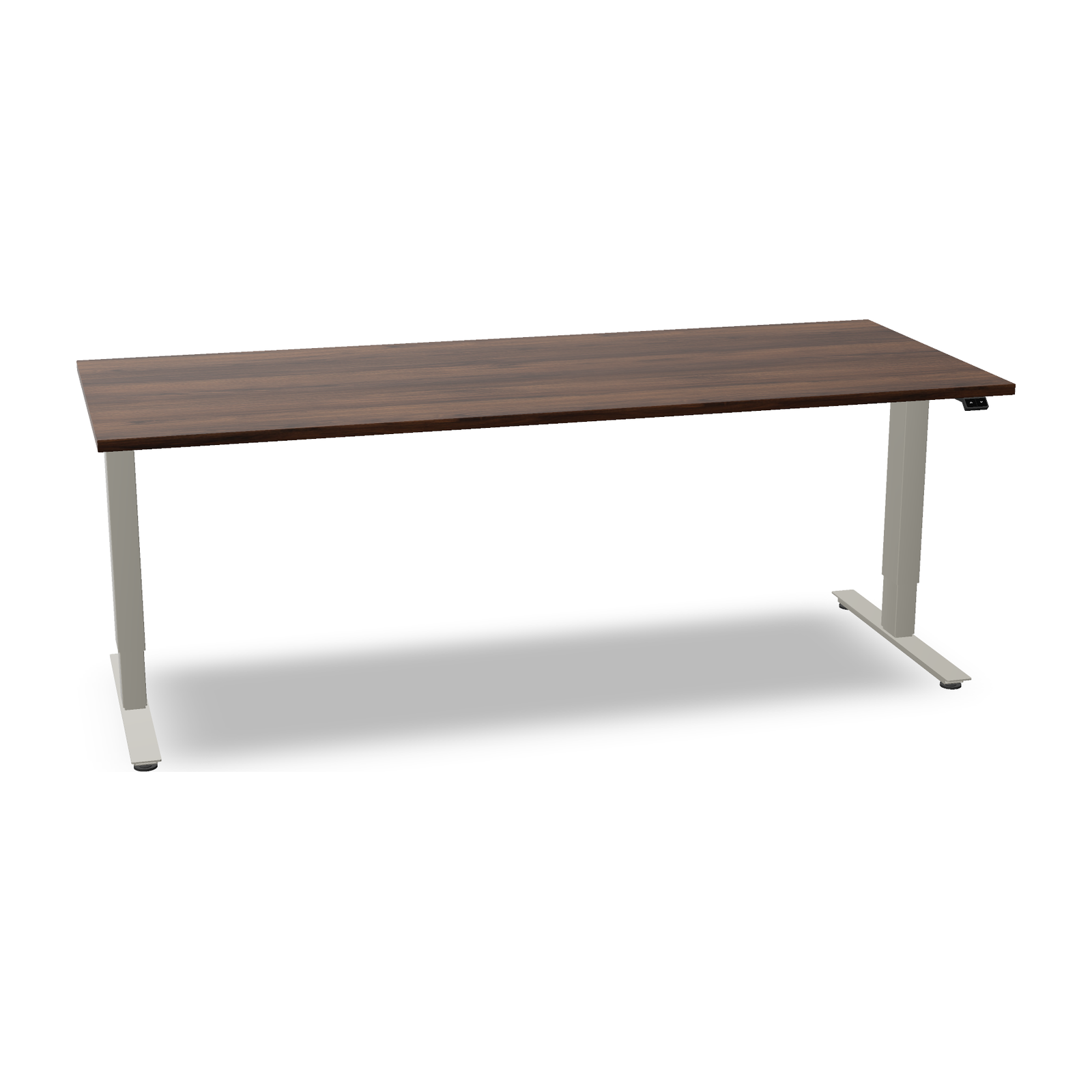 Concept Q Schreibtisch in Walnuss braun mit Gestell Silberaluminium