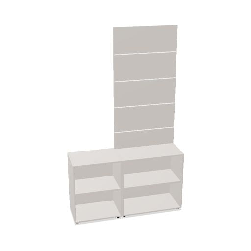Teilplanung clear vor Wand Regal 600 x 423 mm (BxT)  2 OH Regal 800 x 423 mm (BxT)  2 OH Paneel 800 x 1536 mm (BxH)  4 OH