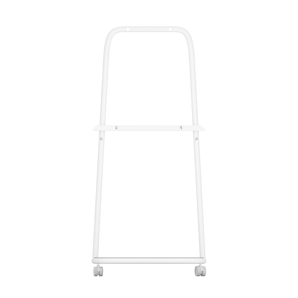 Transportwagen für Whiteboards se:lab rack: Weisses Gestell mit Rollen, geeignet für Büromöbel, schlankes Design, stabil und funktional.