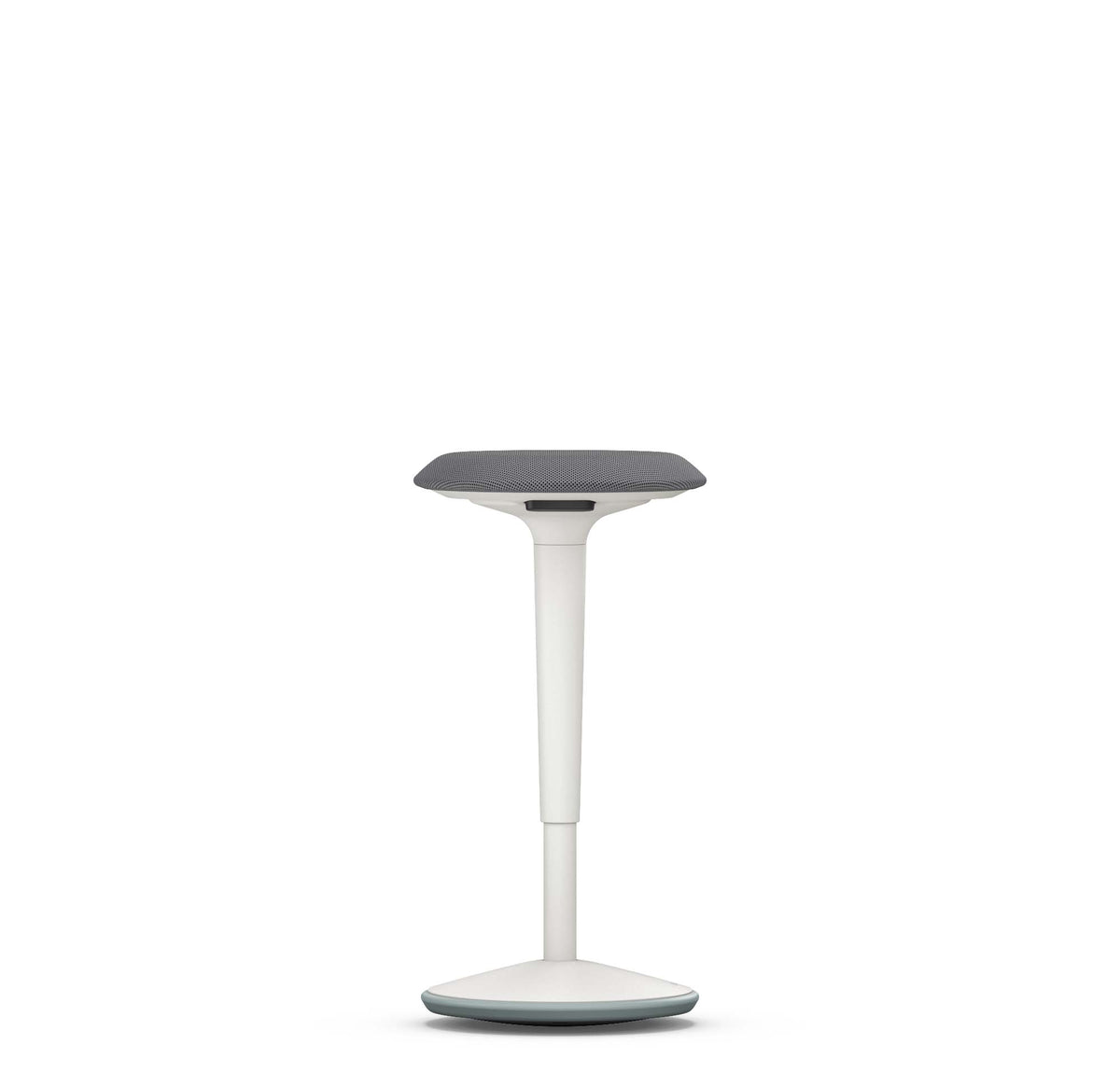 Hocker se:fit: Hochwertiger Steh-Hocker mit grauer Sitzfläche und weissem Gestell, geeignet für moderne Büroeinrichtungen.