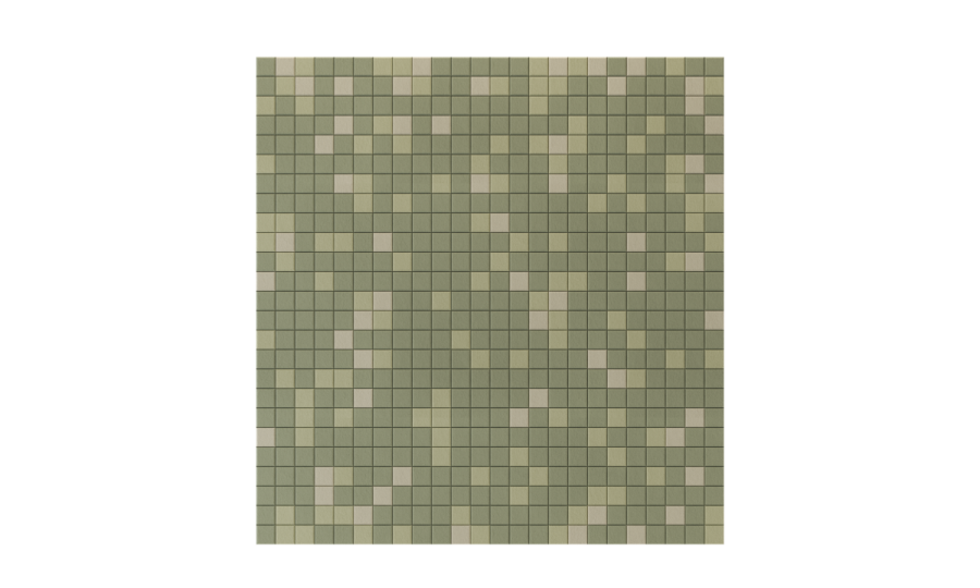 Archisonic Cotton Mosaik – Akustische Wandverkleidung – Muster in verschiedenen Grüntönen auf quadratischem Stoff mit feinen grauen Linien.