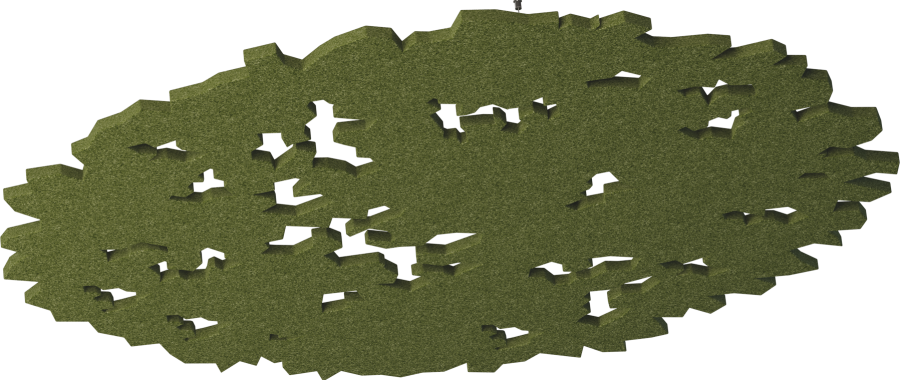 Deckenpanel Forest – Deckenabsorber – Grüner akustischer Wandabsorber in organischer Form, geeignet zur Schallreduzierung in Büro- und Arbeitsbereichen.