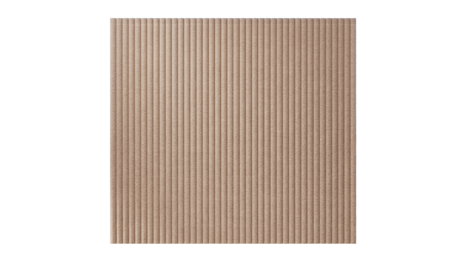Wandverkleidung Plaiod – Akustische Wandverkleidung – Gestreifte Paneelverkleidung in Beige, vertikale Rillenstruktur, dekorativ und modern.