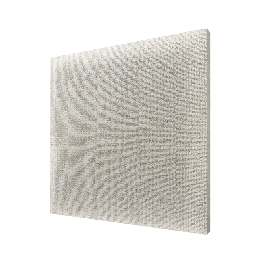 Archisonic Cotton Tofu – Akustische Wandverkleidung – Wandpaneel in hellem Beige mit strukturiertem Oberflächenmaterial, rechteckige Form, schlichte Gestaltung.