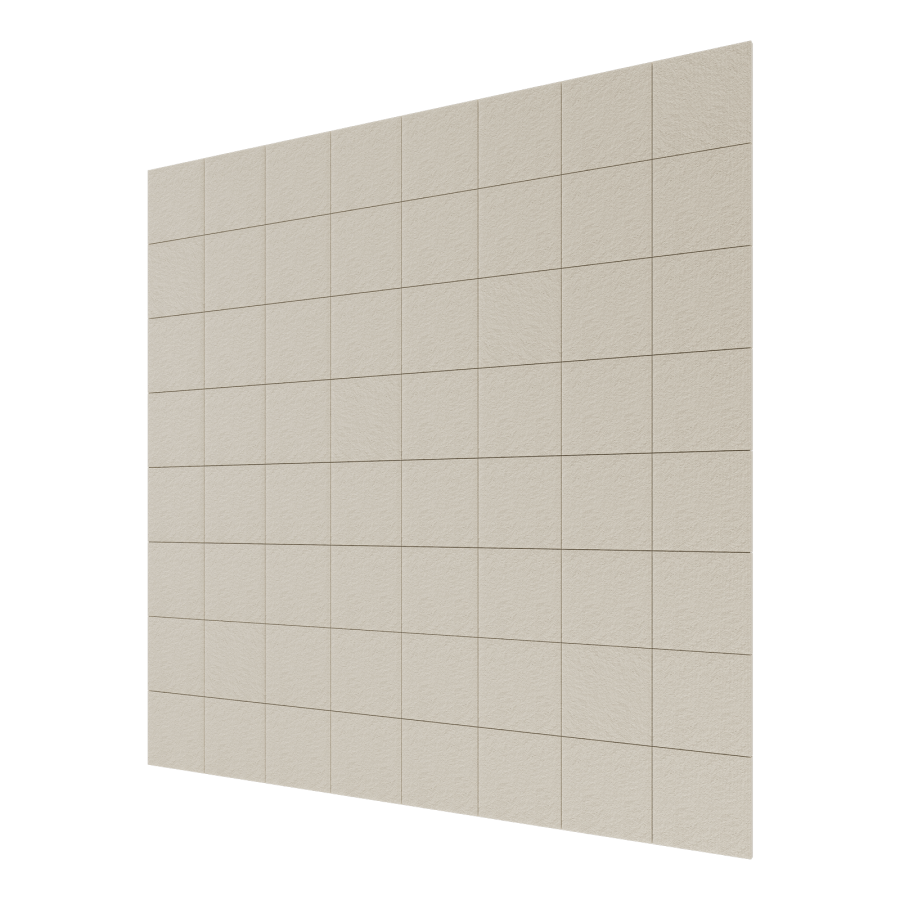 Archisonic Cotton Tofu – Akustische Wandverkleidung – Textilwandpaneel in hellem Beige mit quadratischen Texturen, geeignet für Büroumgebungen.