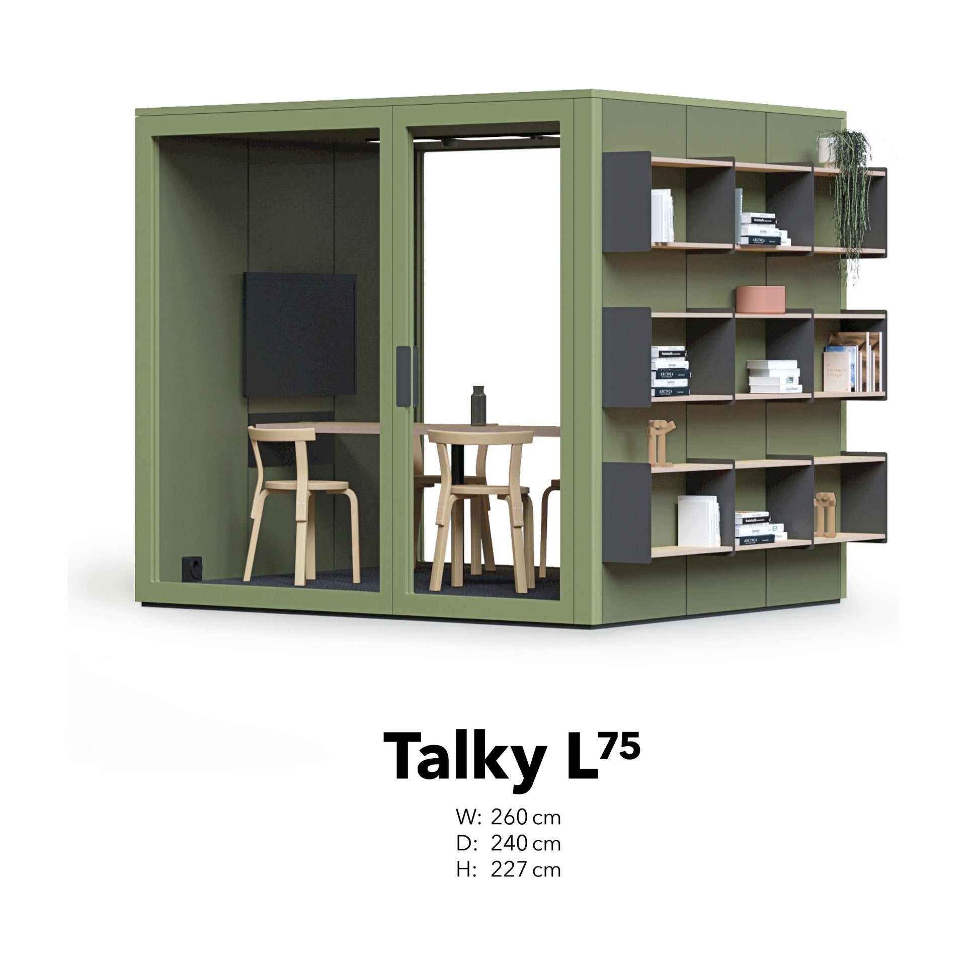 Massbild Talky L75: Breite 260 cm, Tiefe 240 cm, Höhe 227 cm.