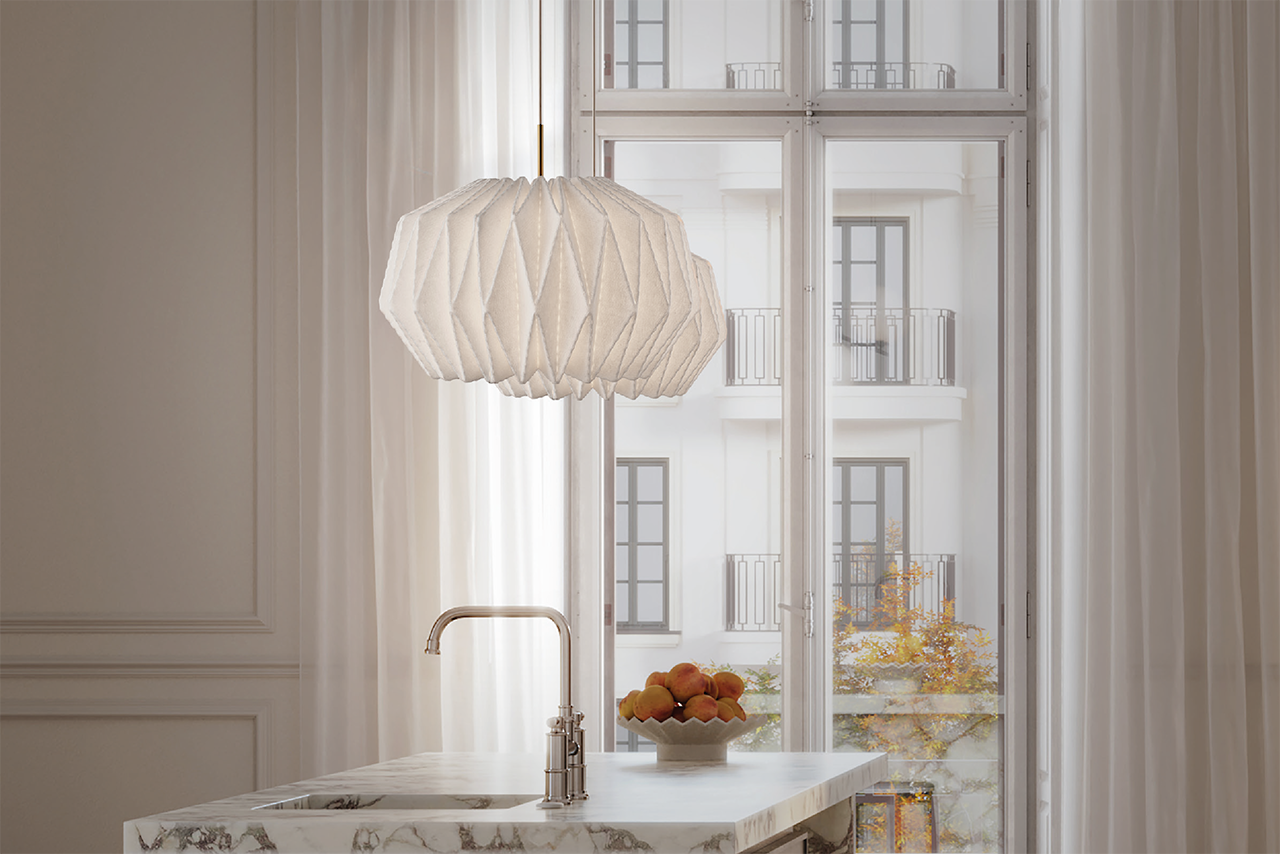 Modell 164 Softly Pleated I Pendelleuchte von LE KLINT, Anwendungsbeispiel