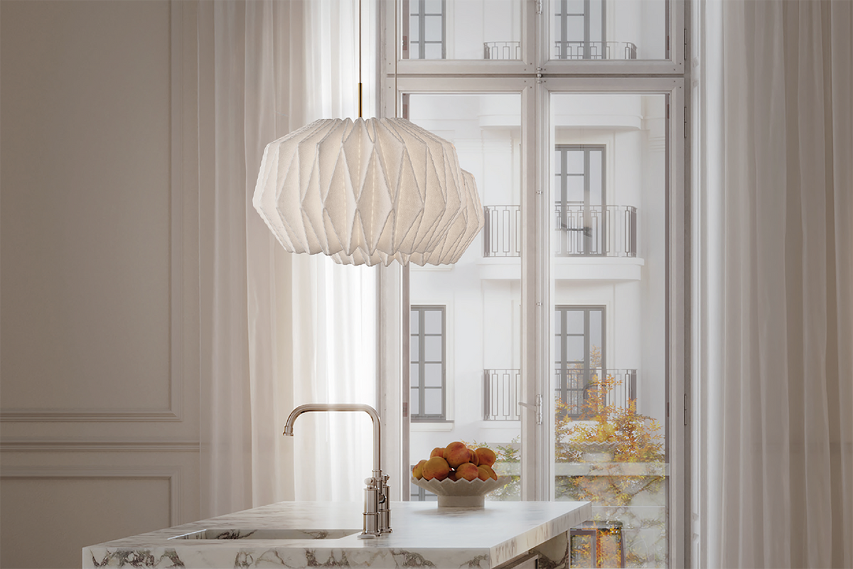 Modell 164 Softly Pleated I Pendelleuchte von LE KLINT, Anwendungsbeispiel
