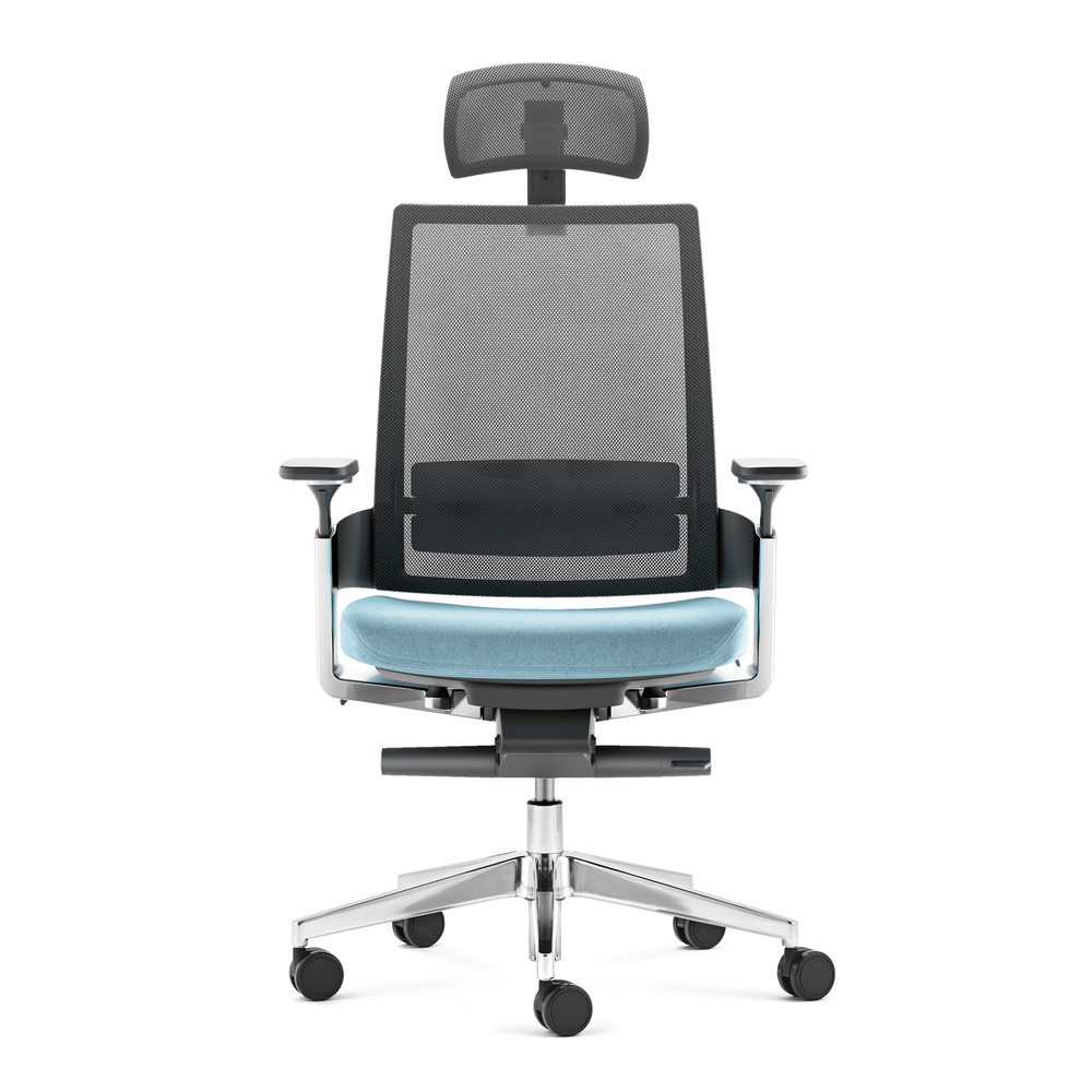 Bürostuhl Leon X 3.6 | Netzrücken & blaue Sitzfläche| Ergonomische Bürostühle | Bürodrehstühle Primo Vero GmbH