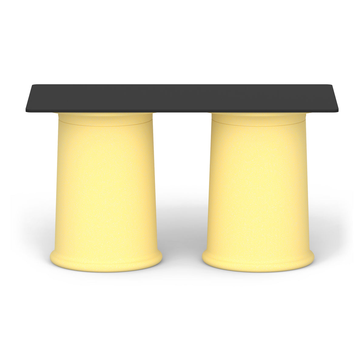 LOOPE faT Table, rechteckig mit zwei Säulen, 130 x 65 cm, Höhe 71 cm in BeigeYellow, freigestellt