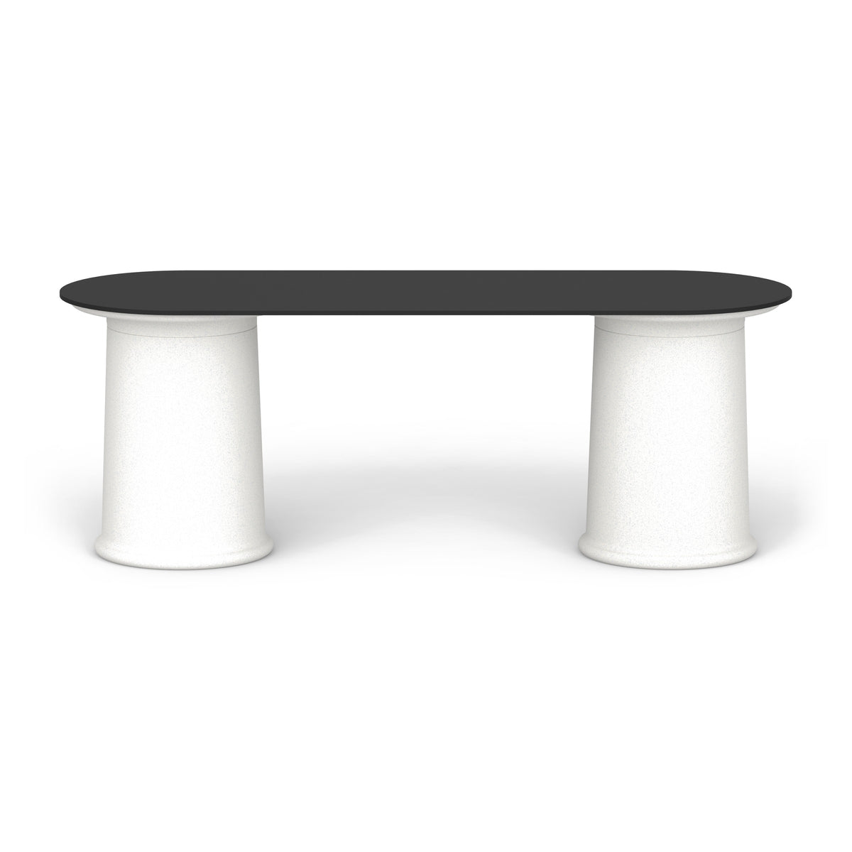 LOOPE faT Table, abgerundet mit zwei Säulen, 195 x 65 cm, Höhe 71 cm in GrayBeige, freigestellt