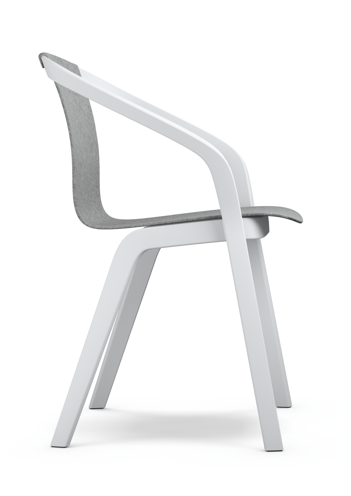 se:mood – Mehrzweckstuhl – Modernes, graues Sitzkissen auf einem weissen, minimalistischen Stuhl mit gepolstertem Rücken und stabilen Beinen.