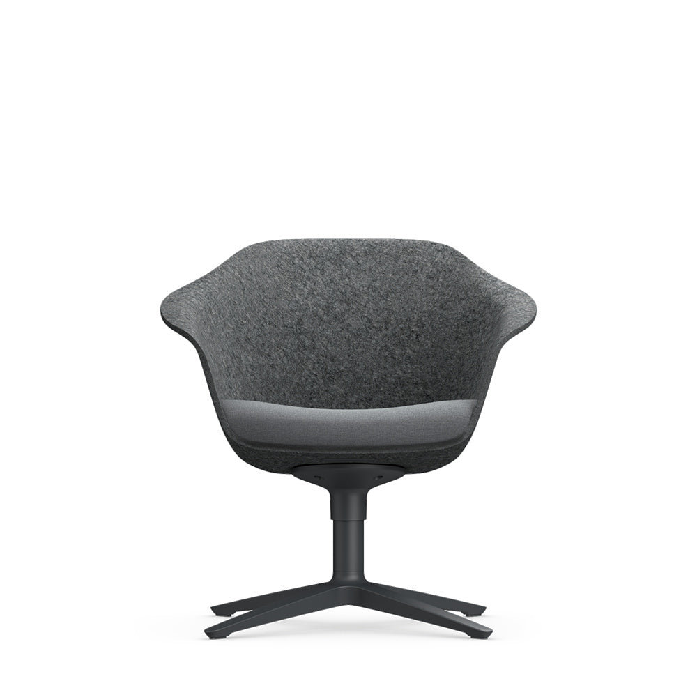 se:lounge light – Mehrzweckstuhl – Dunkelgrauer Bürostuhl mit breiter Rückenlehne und Drehgestell in Schwarz, gepolsterte Sitzfläche und Armlehnen.