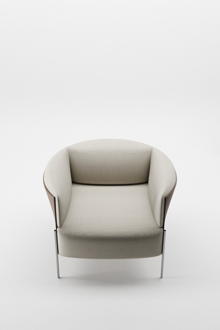Omnia Loungesessel von Prostoria in Hellbeige, Frontansicht. © Prostoria