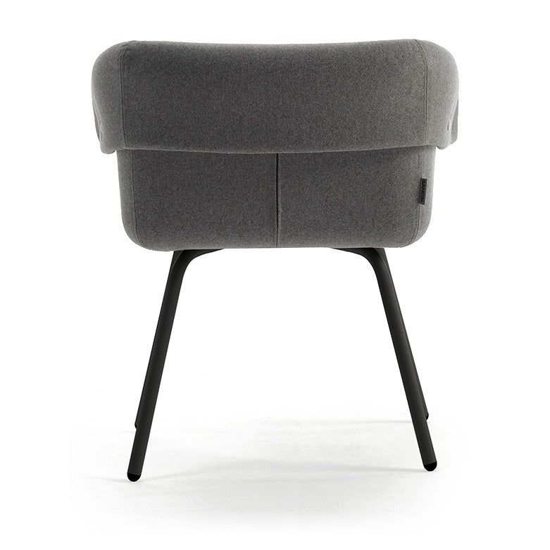 Sancal Collar Stuhl in Dunkelgrau mit schwarzen Metallbeinen, Rückansicht