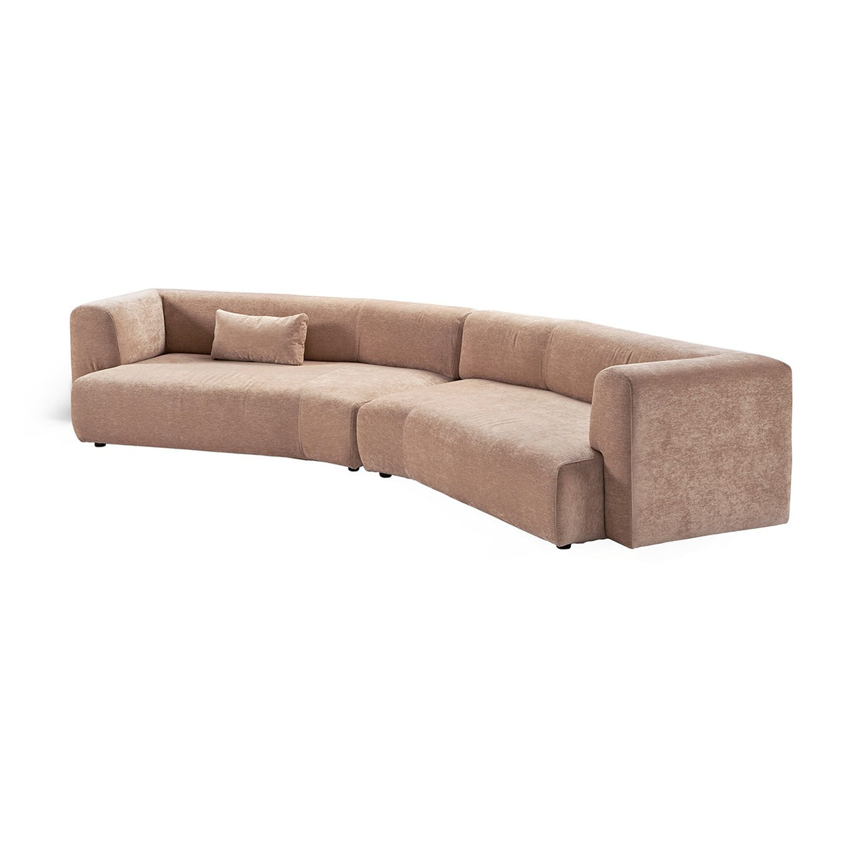 Sancal Duo Maxi Sofa in Rosé mit geschwungener Form und einer Armlehne, Ansicht von schräg vorne