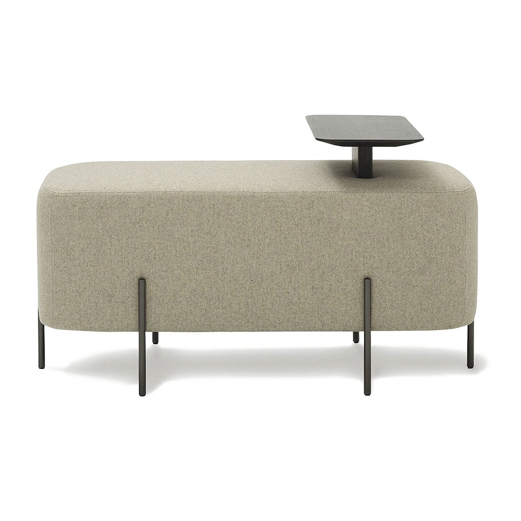 Sancal Elephant Pouf 90 × 45 cm in Beige mit dunklem Tablett und Beinen in Graphit