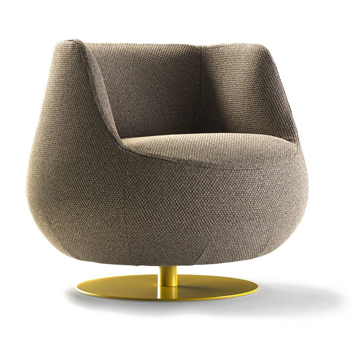 Sancal Magnum Loungesessel in Braun mit Mittelfuss und goldfarbener Bodenplatte