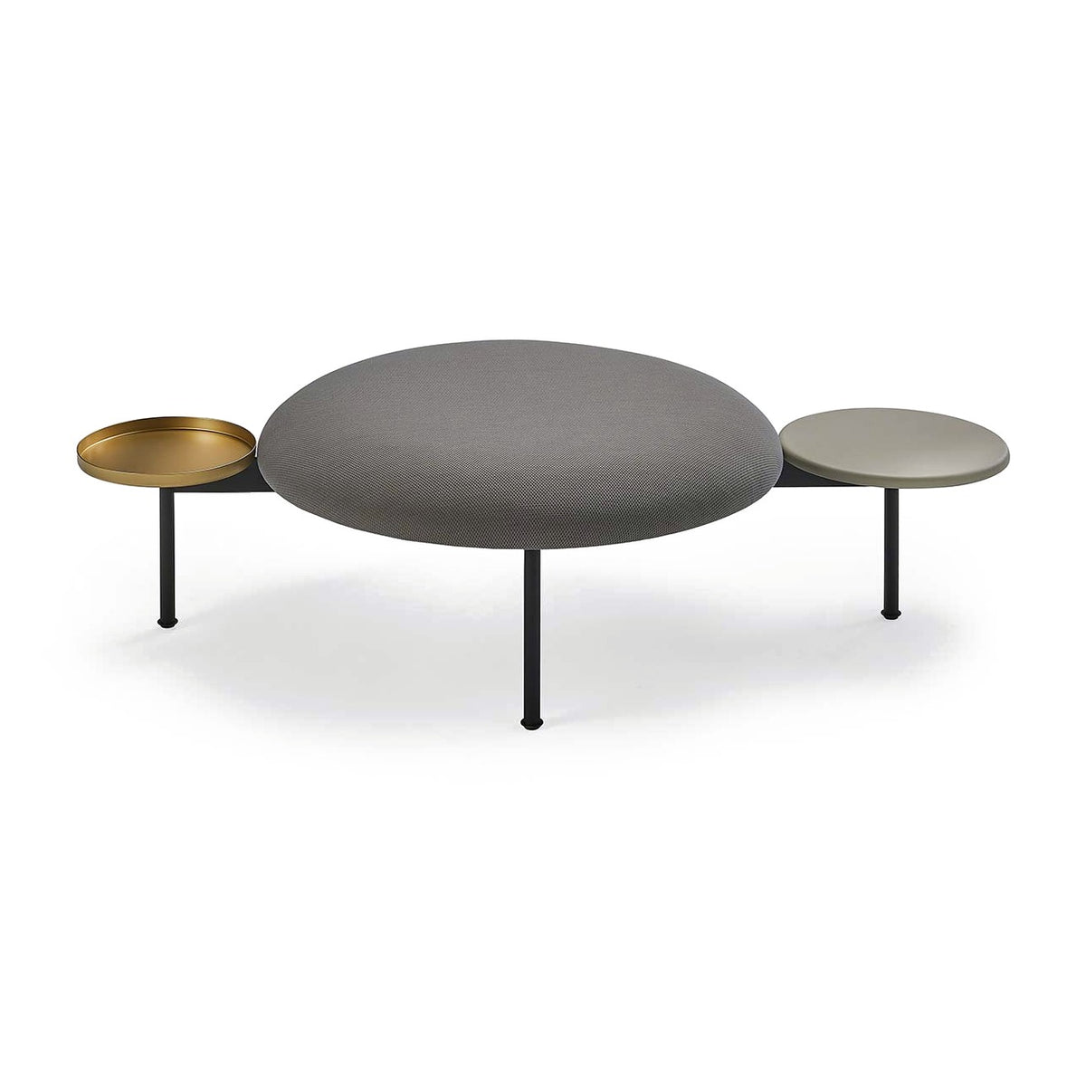 Sancal Meeting Point Pouf mit grossem Sitz in Grau und zwei Tischen in Gold und Hellgrau
