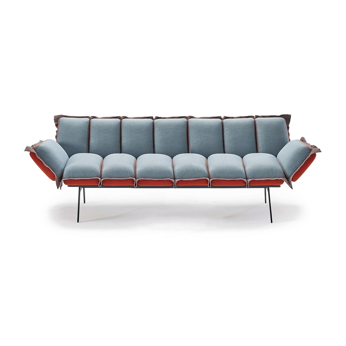 Sancal Next Stop Sofa mit Polstern in Hellblau und Rot, Frontansicht